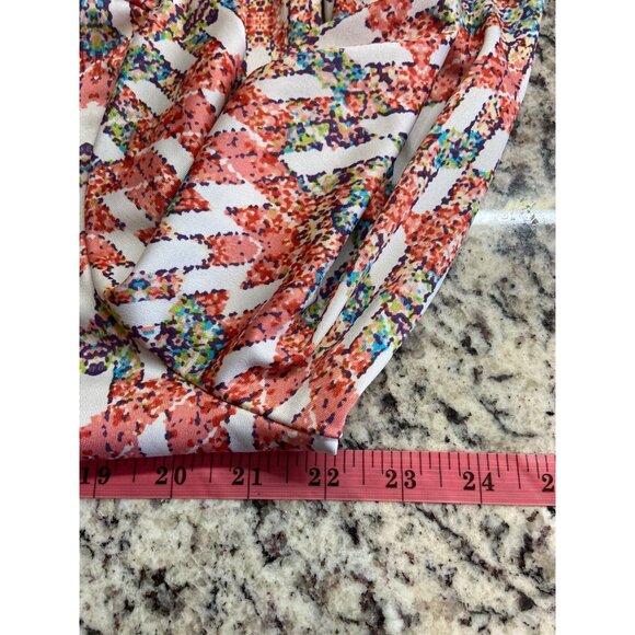 Notations Womens Top Large Multicolor Geometric V-Neck Coral Trim Grannycore - Picture 6 of 8